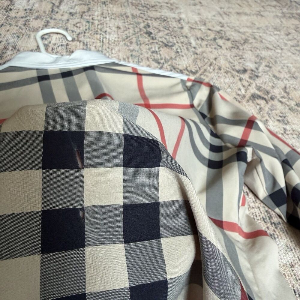 Burberry Brit Shirt Check Trim Women's Sz L Long Sleeve Cotton Career Designer - Picture 15 of 16